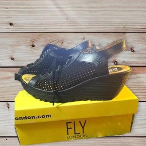 Fly London Black Wedges